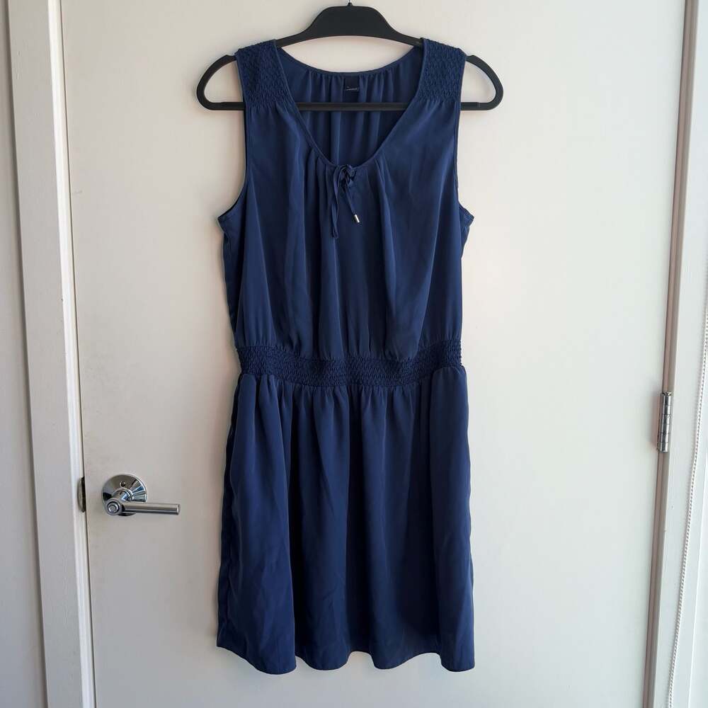 Gap Sleeveless Smocked Waist Dress Navy Blue Size L